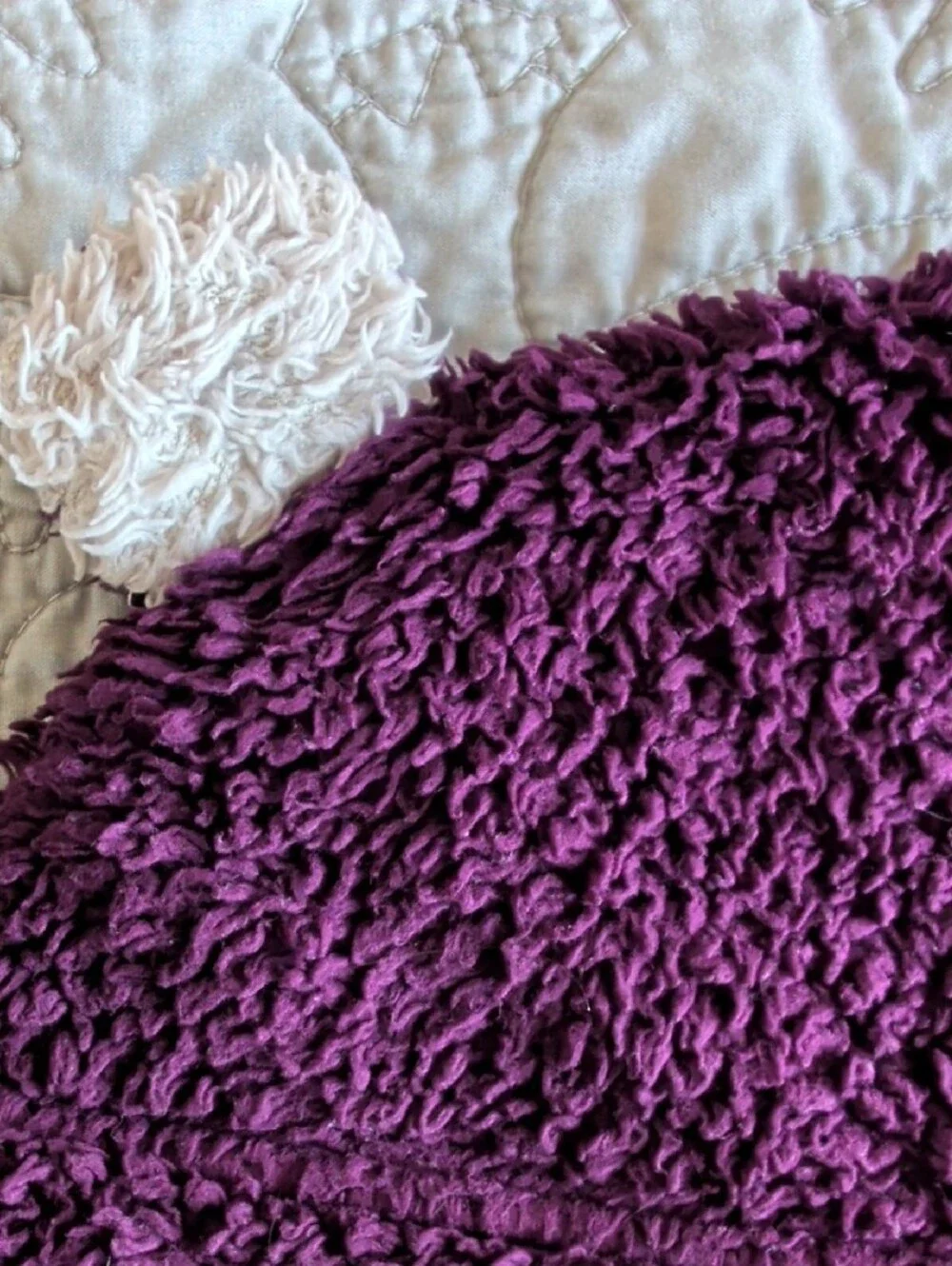 Patagonia Kids Plush Beanie in Deep Purple with Cream Ear Accents